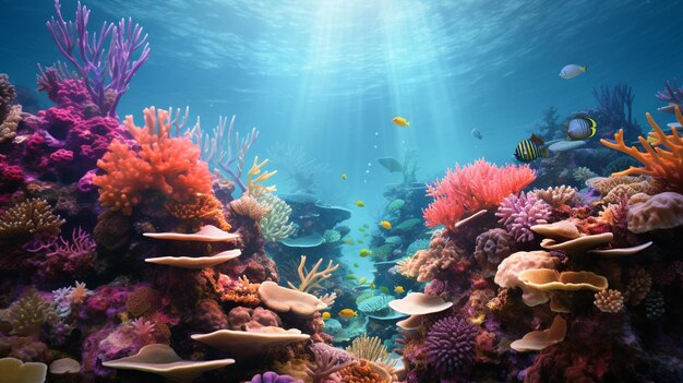 Beautiful coral reef and tropical fish