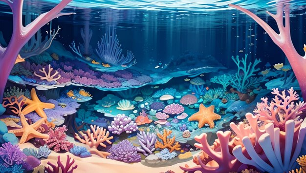 Beautiful coral scene at the bottom of the sea