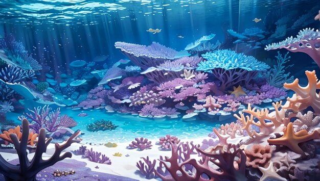 Beautiful coral scene at the bottom of the sea