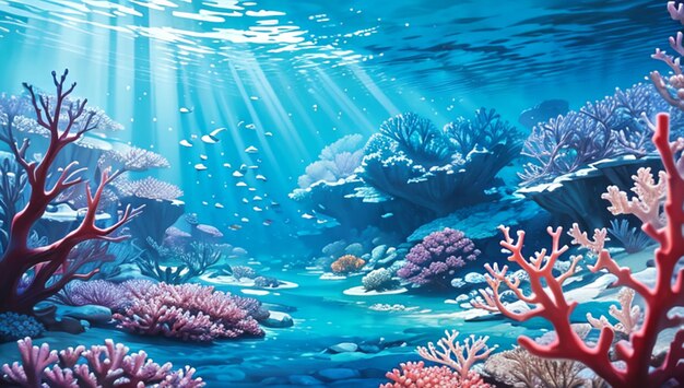 Beautiful coral scene at the bottom of the sea