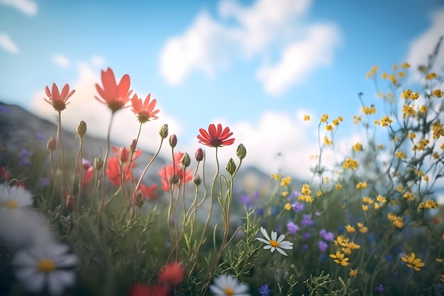 Beautiful cosmos flower field Generative AI