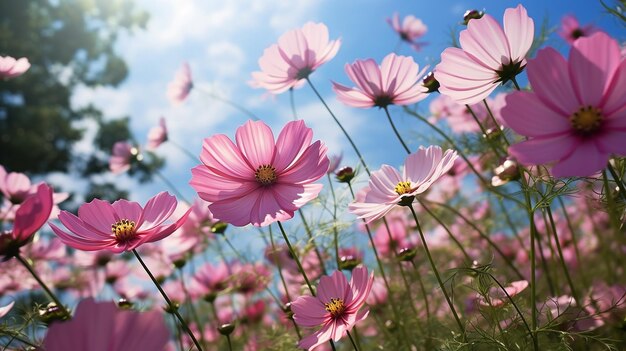 庭に咲く美しいコスモスの花