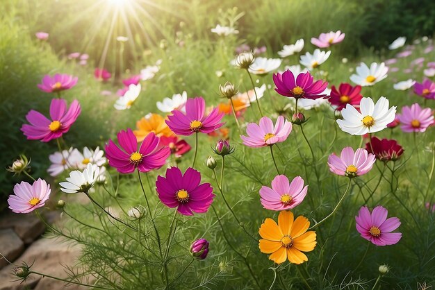 Beautiful Cosmos flowers in garden