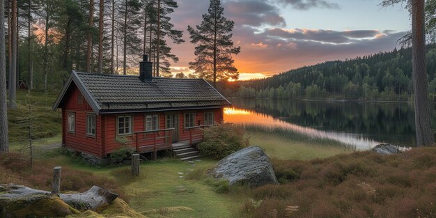 Beautiful cottage HD 8K wallpaper Stock Photographic Image