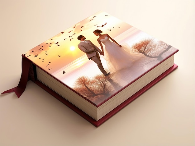 Beautiful couple on book cover on white background