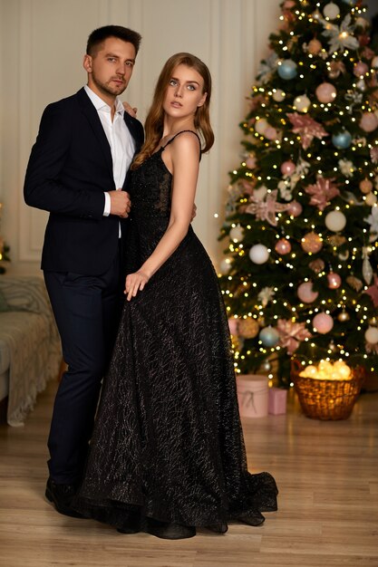 Beautiful couple celebrating Christmas together