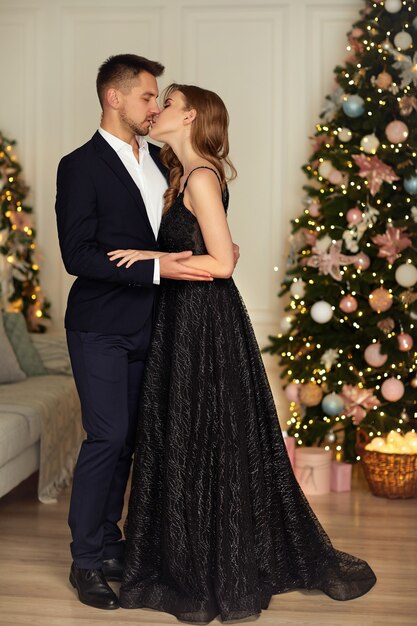 Beautiful couple celebrating Christmas together