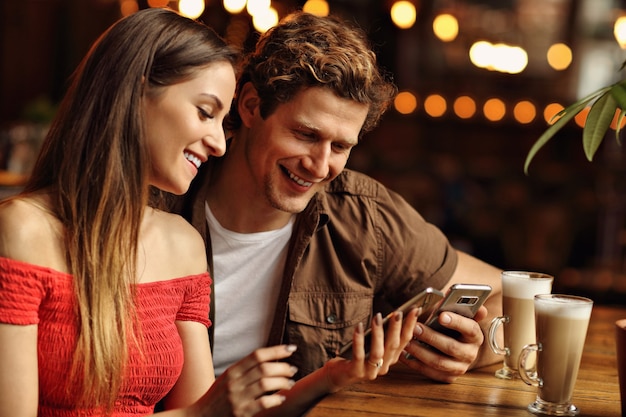 beautiful couple on a date at the cafe