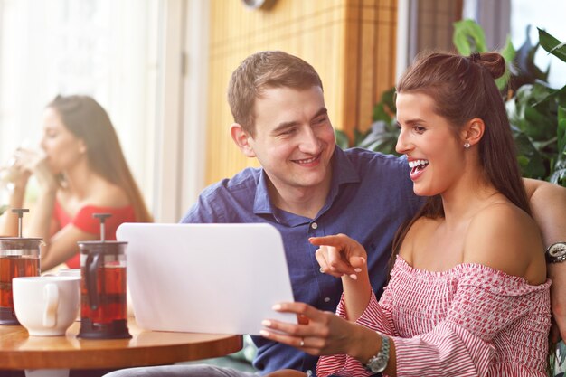 beautiful couple on a date in restaurant