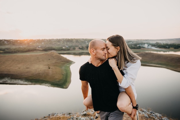 a beautiful couple embracing