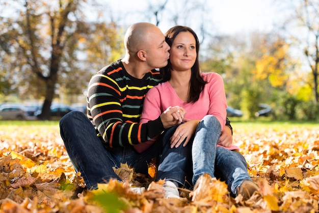 Beautiful Couple Enjoying In The Beautiful Autumn Day