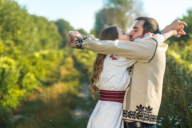 Beautiful couple in field