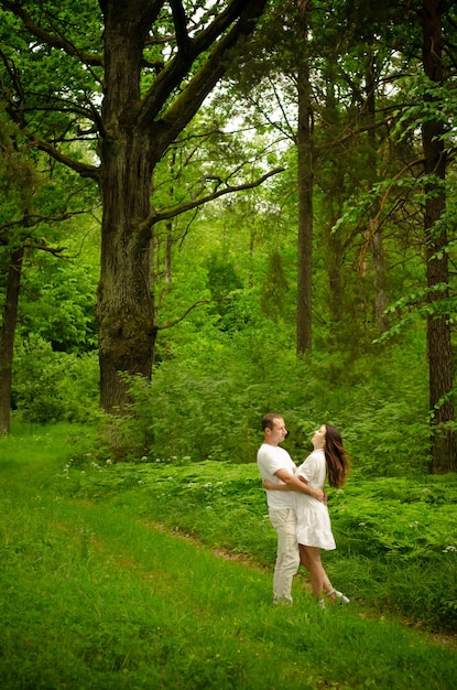 A beautiful couple in the forest