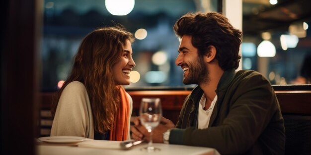 Foto una bella coppia innamorata passa del tempo insieme in un ristorante.