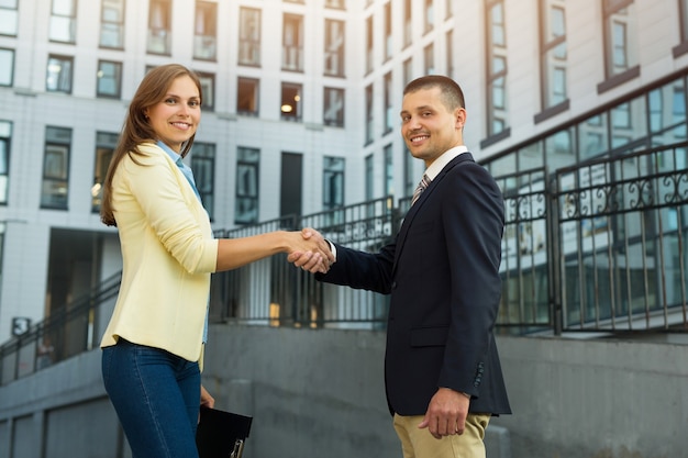 beautiful couple man and woman at a business meeting