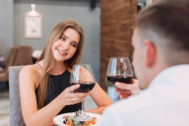 Beautiful couple in a restaurant