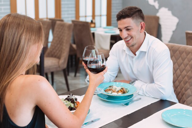 Beautiful couple in a restaurant