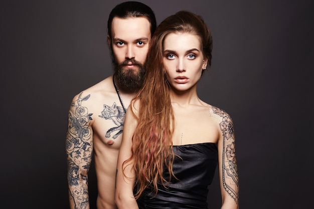 Beautiful couple with tattoo