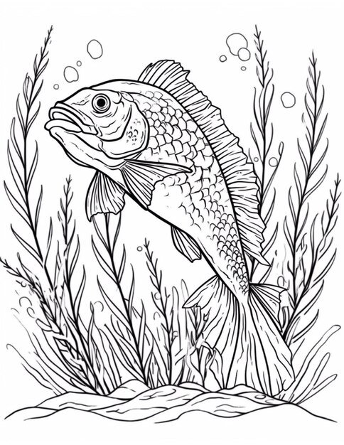 Photo beautiful coy fish coloring bookcoloring book for adults and older children black and white