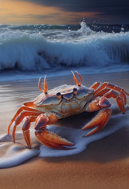 Beautiful crab on the ocean AI Generated