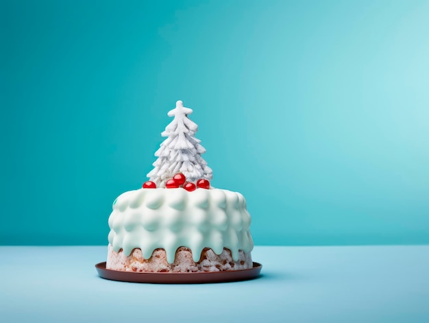 Beautiful creative christmas cake with decoration in the form of a christmas tree