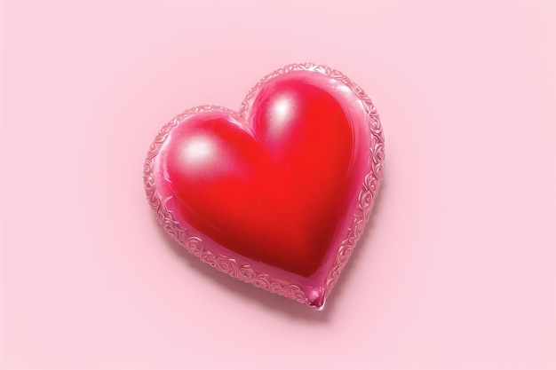 Photo beautiful creative heart isolated on a pink background for valentine's day love with text space generative ai