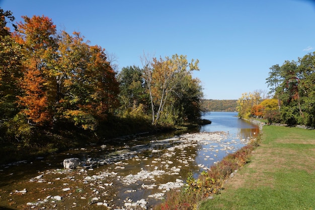 A beautiful creek into Cayuga Lake at Taughannock Falls State Park Upstate New York