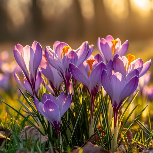 Beautiful crocuses in spring time