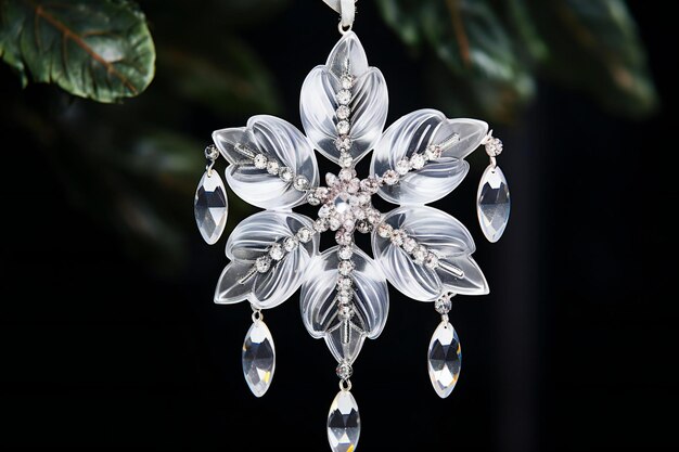 Photo beautiful crystal chandelier on a black background closeup