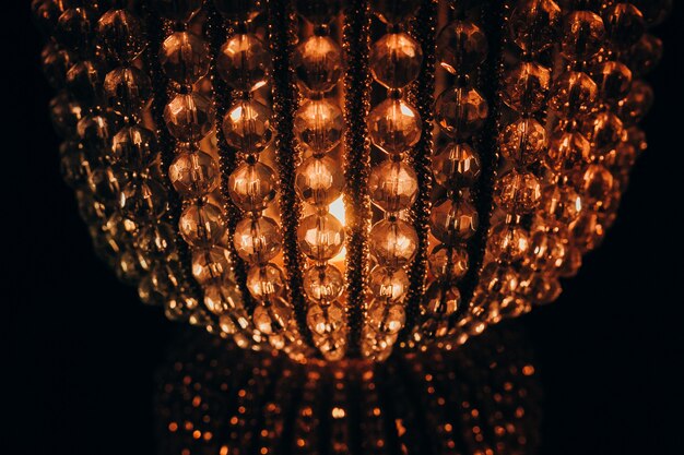 Beautiful crystal chandelier lamp on black background