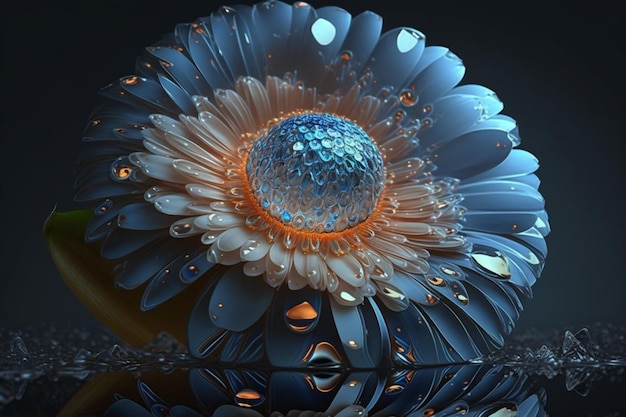 Beautiful Crystal Flower Image Ai generative