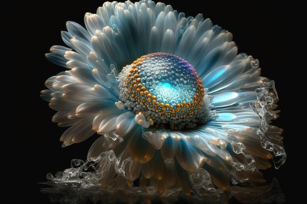 Beautiful Crystal Flower Image Ai generative