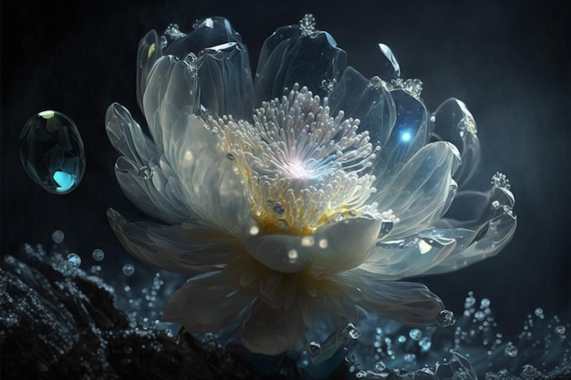 Beautiful Crystal Flower Image Ai generative