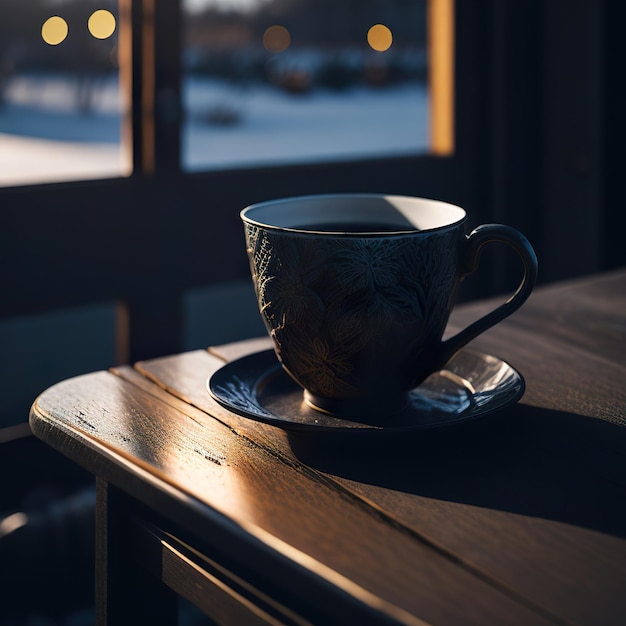 雪景色の美しいコーヒー 生成 AI