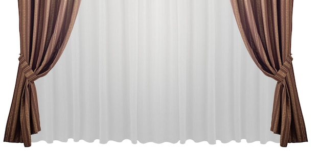 A beautiful curtain with a catch. Isolated white background. Banner.