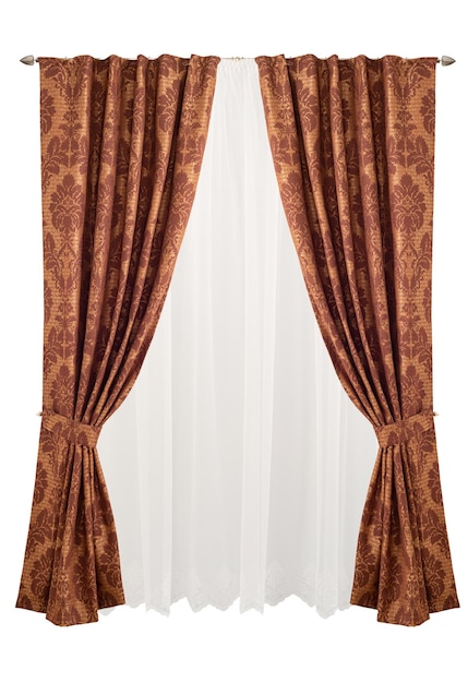 A beautiful curtain with a catch. Isolated white background.