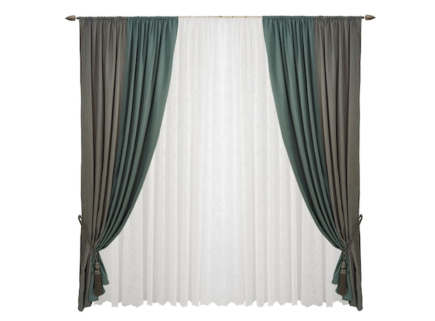 A beautiful curtain with a catch Isolated white background