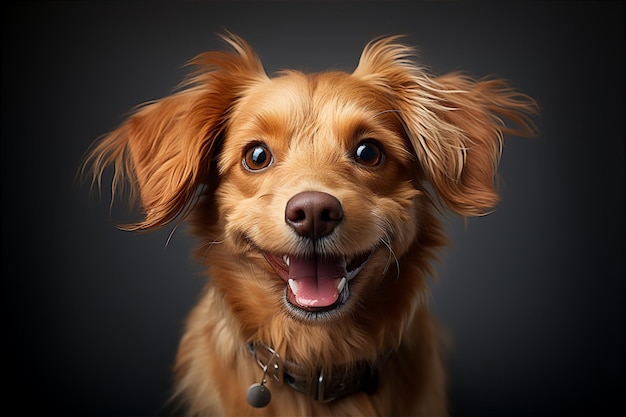 Красивый милый коричневый пушистый портрет чистокровной собаки