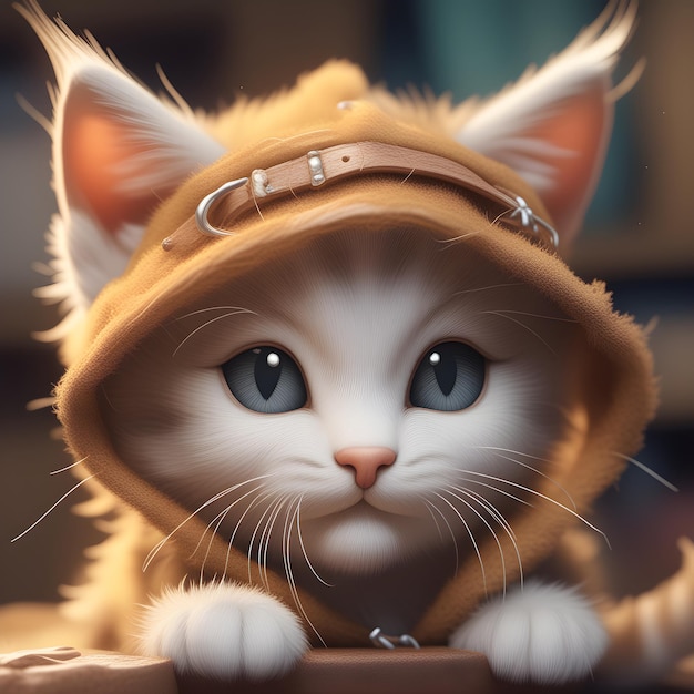 a beautiful cute cat with light brown cap