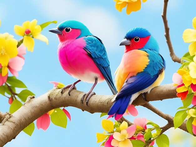 beautiful cute colorful bird perches on a branch