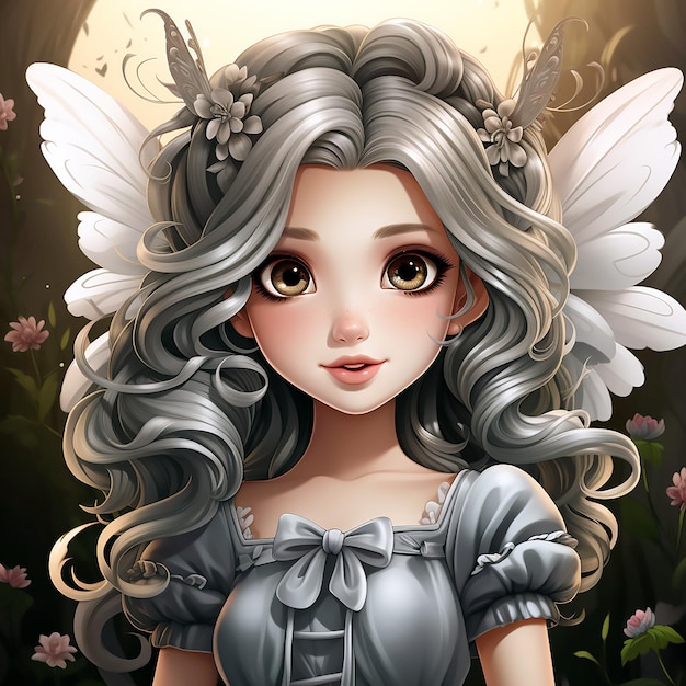 beautiful cute fairy with wings full color