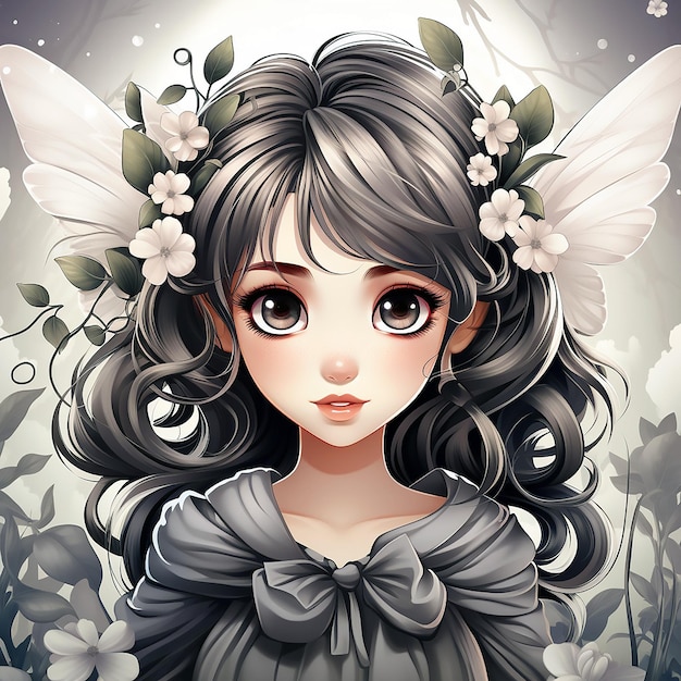 beautiful cute fairy with wings full color