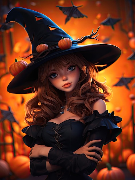 Premium AI Image | beautiful cute halloween witch portrait