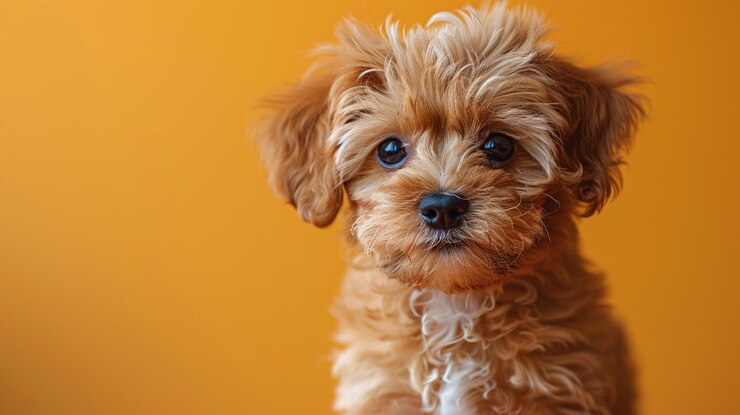 Photo beautiful cute poodle dog on a bright background