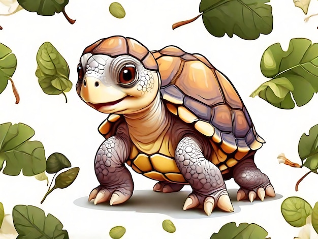 Beautiful Cute tortoise on white