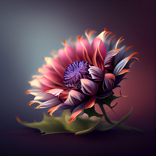 Фото Красивый цветок георгина на темном фоне иллюстрации
