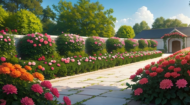 Beautiful dahlia garden for wallpaper