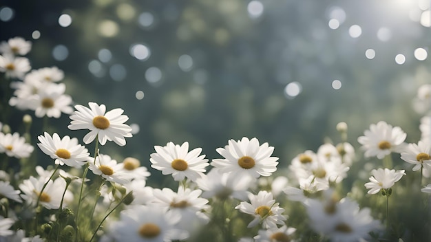 Beautiful daisies in the meadow Nature background