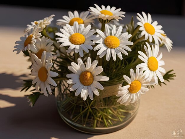 Beautiful daisy bouquet in the sunset Closeup