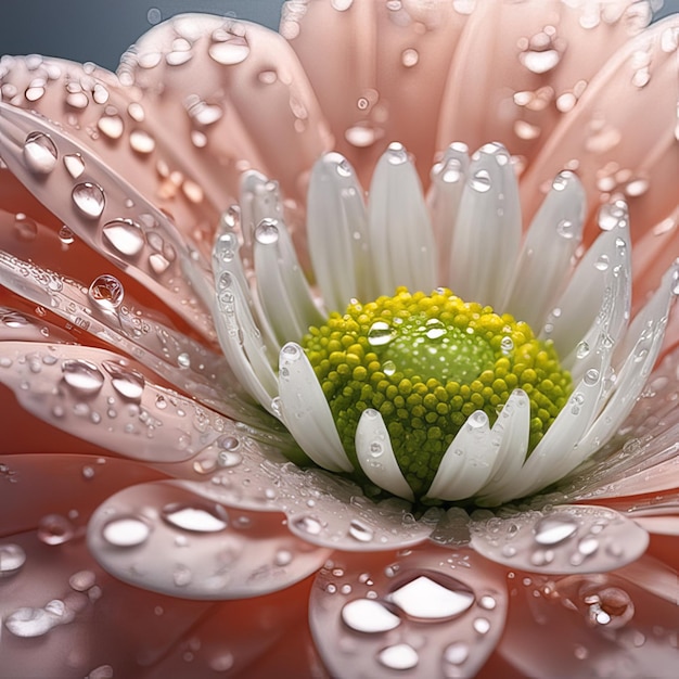 Foto bellissimi fiori di margherita illuminano le particelle delle gocce d'acqua